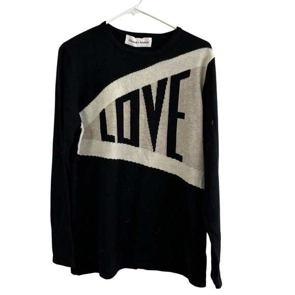 Orwell + Austen Black Love Sweater Size Large Wool Cashmere Womens Long Sleeve - Picture 1 of 5